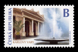 2025 Чехия 1322 Спа-курорт Карловы Вары. Мельничная колоннада и гейзер источника Вржидло