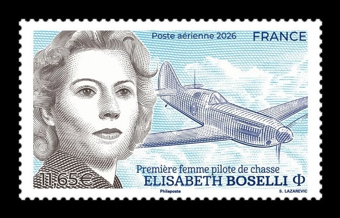 2026 Франция 9369 Авиация. Вторая мировая война. Первая женщина-лётчик-истребитель Элизабет Боселли