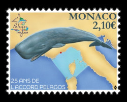 2025 Монако 3753 Морской заповедник Пелагос. Фауна. Кит