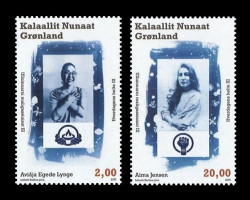 2025 Гренландия 1027-1028 Повседневные герои (III). Антрополог Авиаха Эгеде Люнге и пилот вертолёта Аима Йенсен