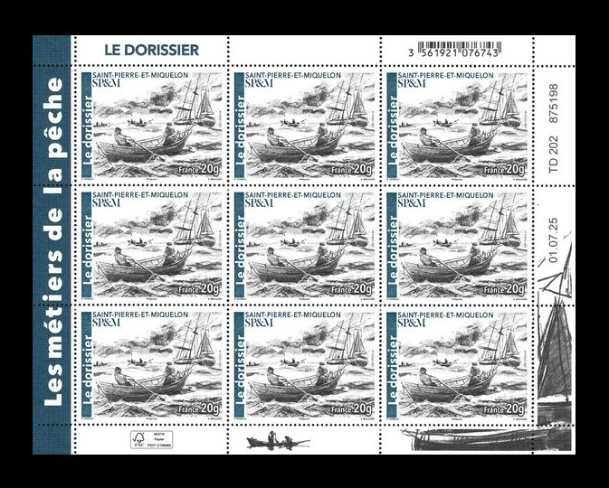 2025 Сен-Пьер и Микелон 1453 Рыбаки на лодках дори. Корабль. Лодки (МЛ)