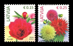 2026 Латвия 930VIII 1184II Стандарт. Флора. Цветы. Пион. Георгины