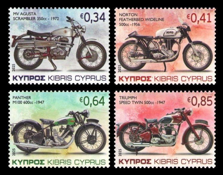 2025 Кипр 1537-1540 Исторические мотоциклы