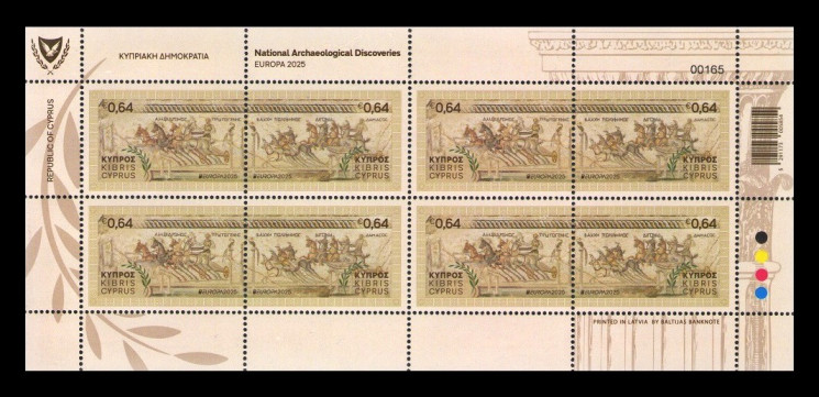 2025 Кипр 1541-1542 Европа. Национальные археологические открытия. Мозаика римской виллы (МЛ)
