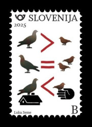 2025 Словения 1711 Пословицы и поговорки. Лучше воробей в руке, чем голубь на крыше. Птицы