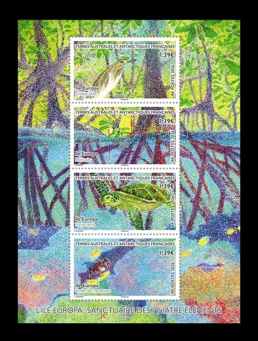 2026 ТААФ 1297-1300 Остров Европа - святилище четырёх стихий. Флора и фауна. Птицы. Черепахи