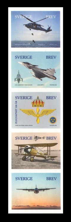 2026 Швеция 3666-3670 Авиация. Военно-воздушные силы Швеции. Самолёты. Вертолёт