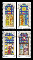 2026 Румыния 8599-8602 Времена года. Витражи Севера Френцю из Арадского административного дворца