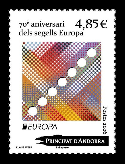 2026 Андорра (фр.) 963 Европа. 70-летие почтовых марок EUROPA