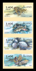 2025 Аланды А57-А60 Флора и фауна. Сокровища Балтийского моря. Водоросли. Рыбы. Медузы. Мидии