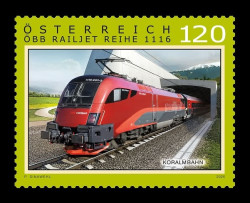 2025 Австрия 3909 Коральмская скоростная железная дорога. Локомотив Railjet